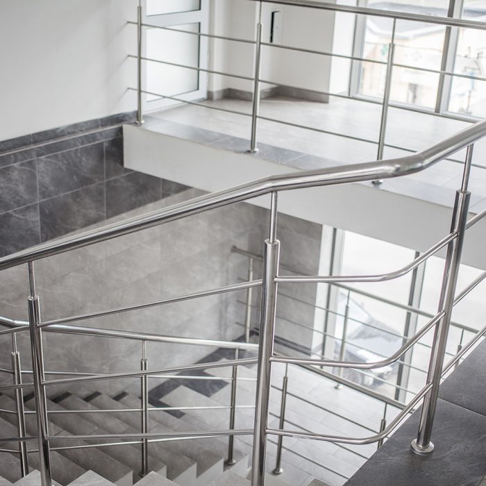 Metallic Railing On Staircase In Building